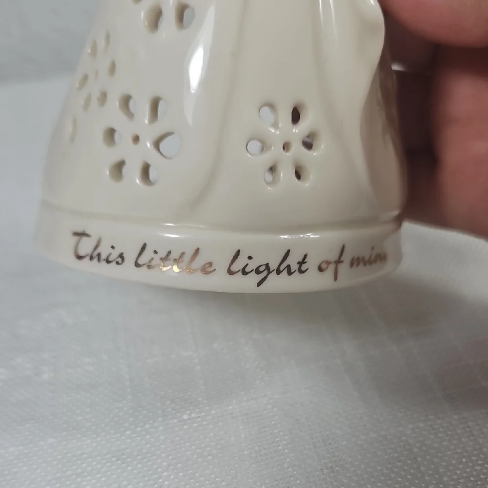 Ceramic Lenox Blue & Cream Angel Votive holder with 24k gold Accents